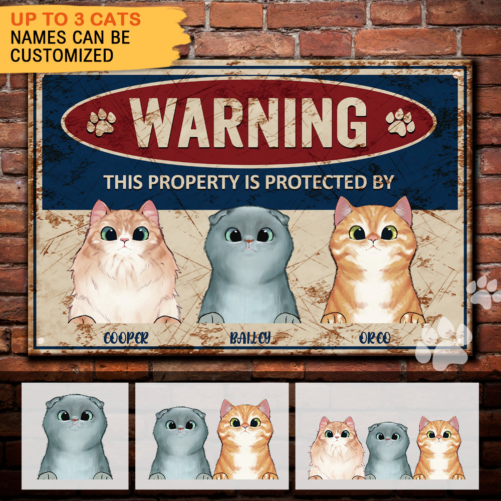 Warning- Funny Metal Sign For Cat Owner's Home AG