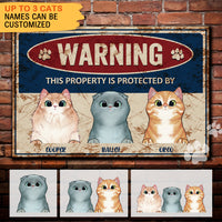 Thumbnail for Warning- Funny Metal Sign For Cat Owner's Home AG