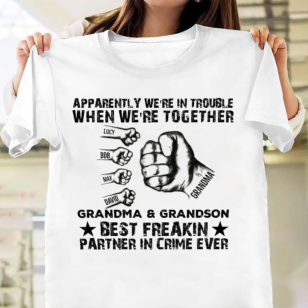 Grandma GrandKids Best Partner In Crime Family Tshirt, DIY Shirt For Grandma CustomCat