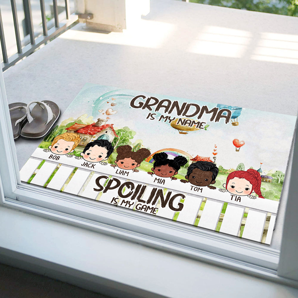 Grandkids Spoiled Here, Gift For Mother's Day, Grandma - Customized Doormat AB