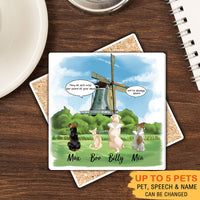 Thumbnail for Personalized Pet Memorial Square Stone Coasters-Dog Cat Loss Gifts-Pet Bereavement Gift-DOG & CAT-Windmills AZ