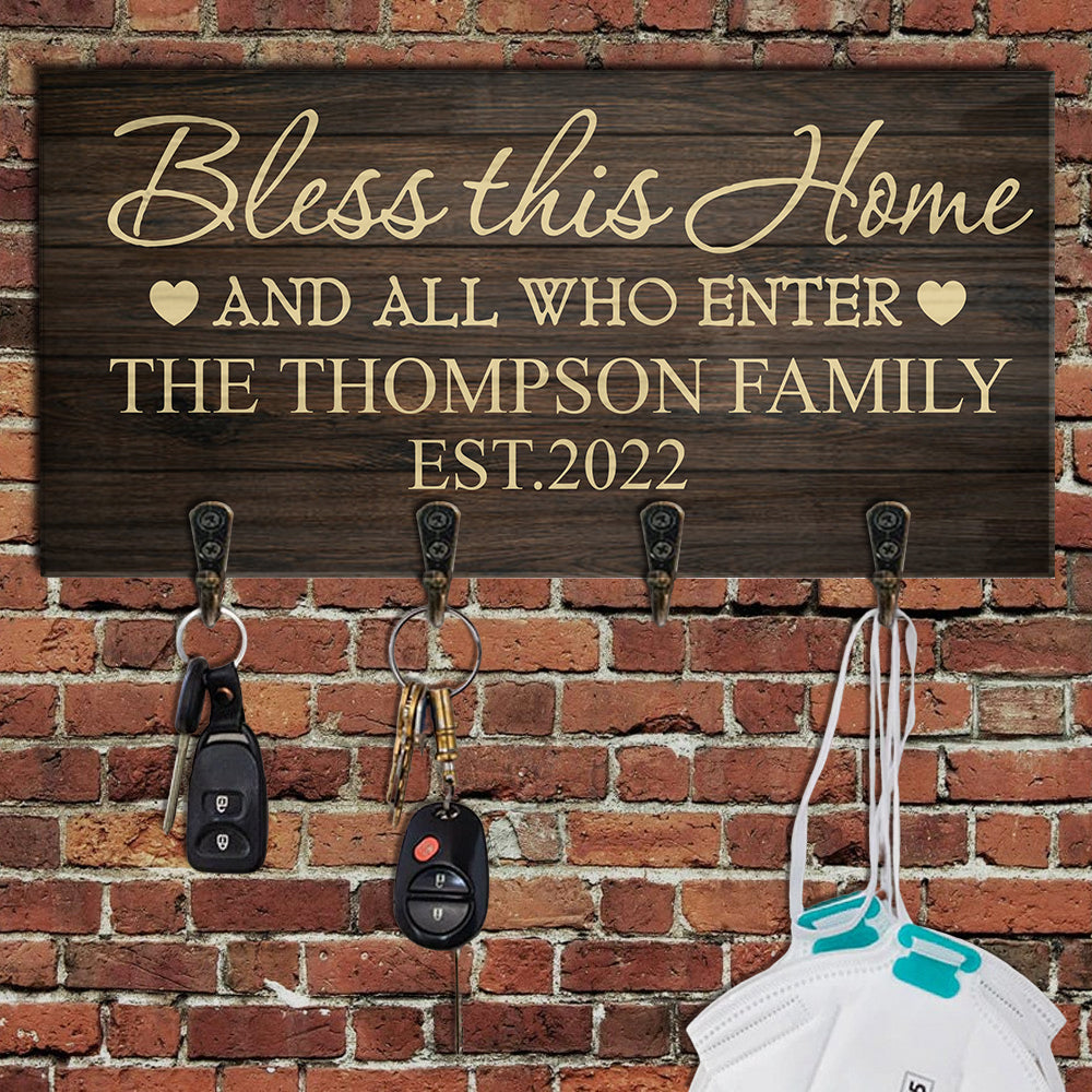 Home Sweet Home - Custom Key Hanger with Family Name AA