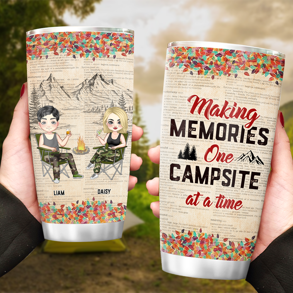 Personalized Making Memories At Campsite Steel Tumbler, Gift For Camping Couple AA
