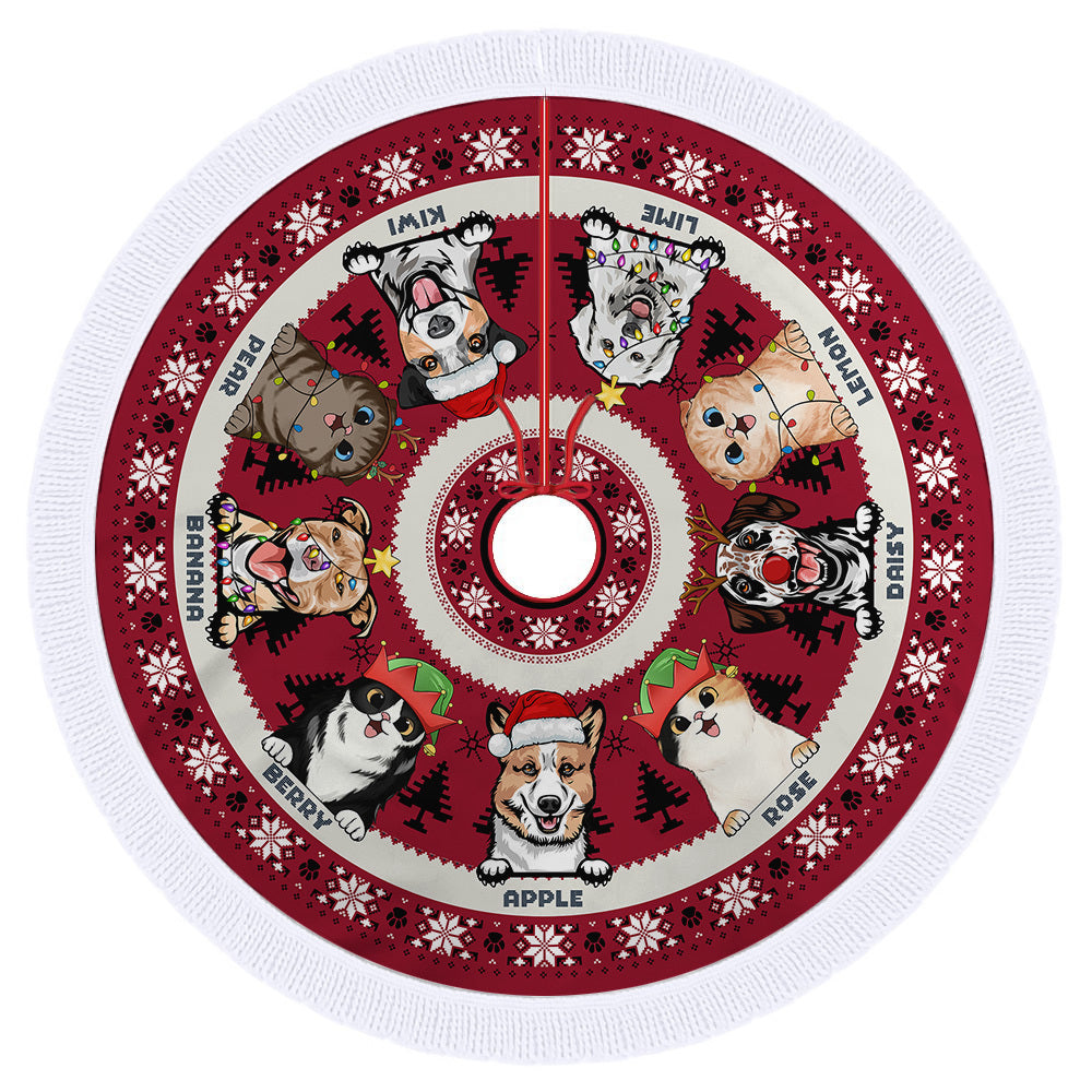 Personalized Dog Cat Xmas Tree Skirt Christmas Gift Decor, Gift For Pet Lovers AB