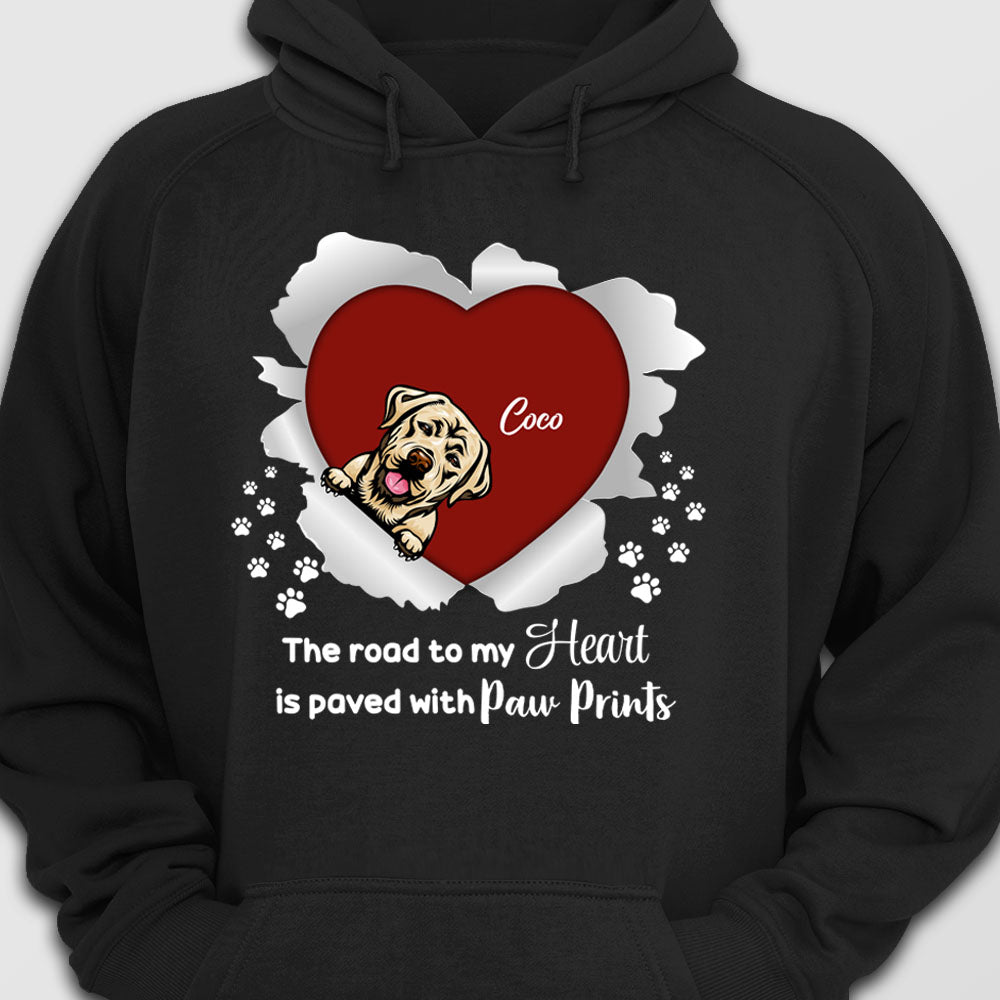 The Road To My Heart Dog Tshirt/Hoodie, Custom Gift For Dog Dad/Mom CustomCat