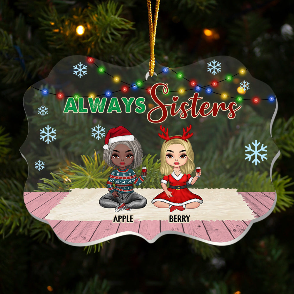 Personalized Besties Friends Sisters Forever Acrylic Ornament, Customized Holiday Ornament AE