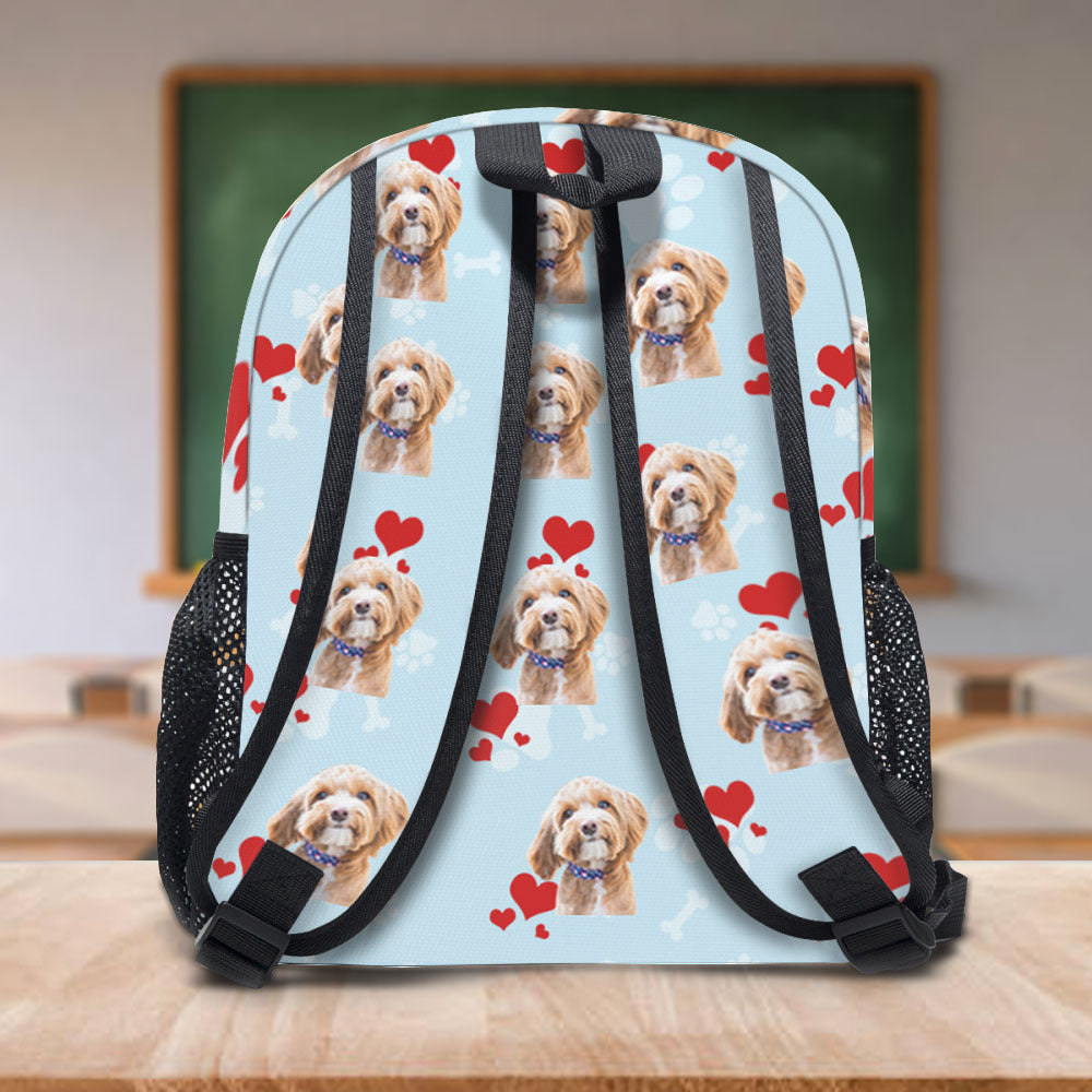 Custom Pet Photo I Go To School With My Dog Kid Backpack, Back-to-school Gift AI