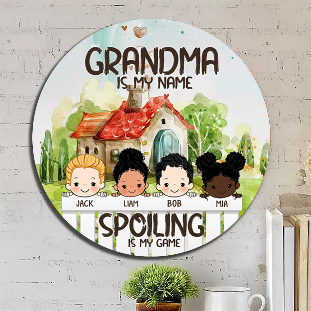 Grandkids Spoiled Here, Gift For Mother's Day, Grandma - Customized Door Sign Z