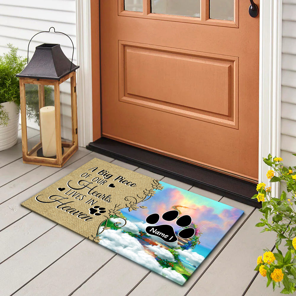 A Little Bit Of Heaven - Personalized Doormat, Memorial Gift For Dog, Cat Lovers AB