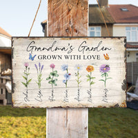 Thumbnail for Grandma Garden of Love - Personalized Rectangle Wood Sign A