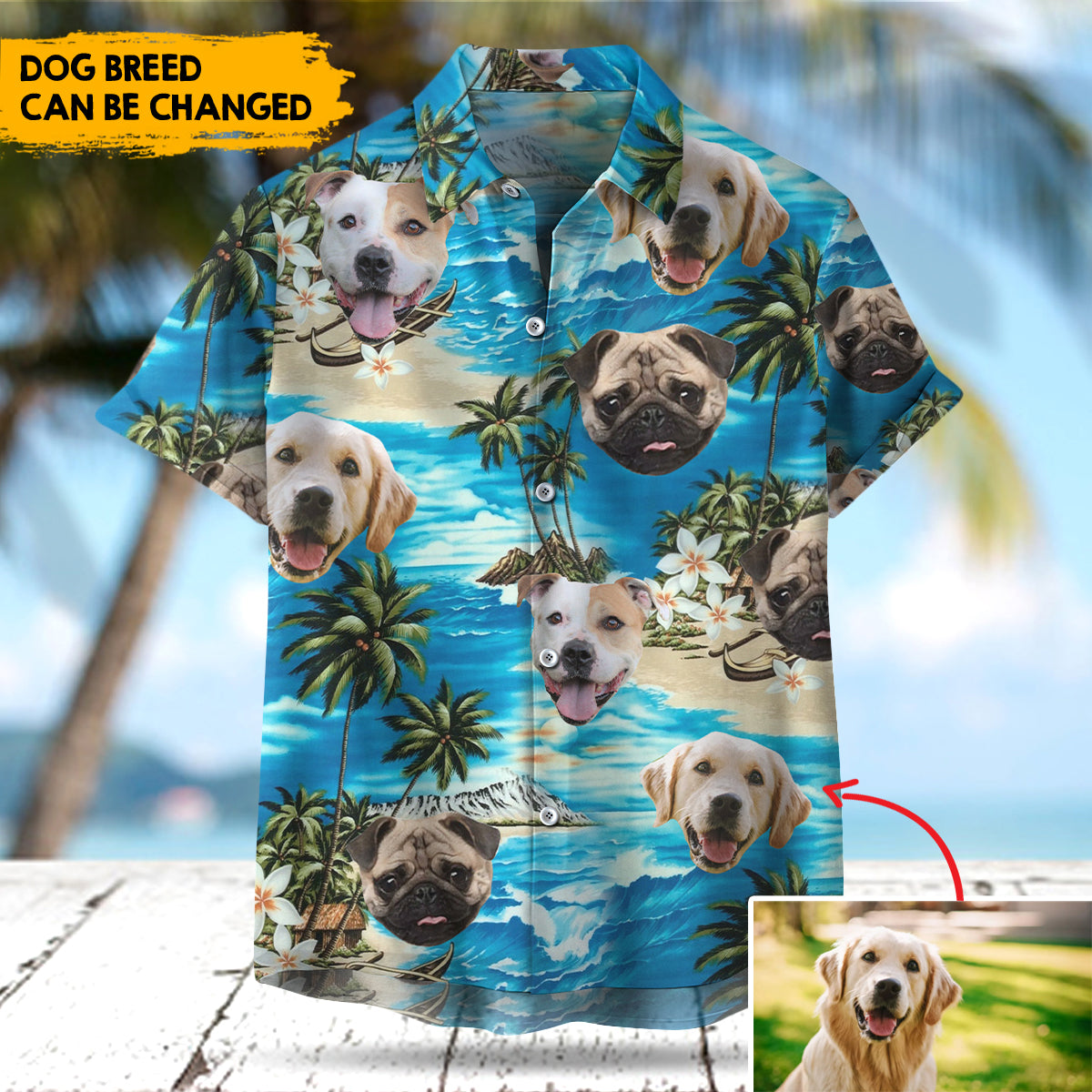 Ocean Dog Watercolor - Customized Hawaiian Shirt AI