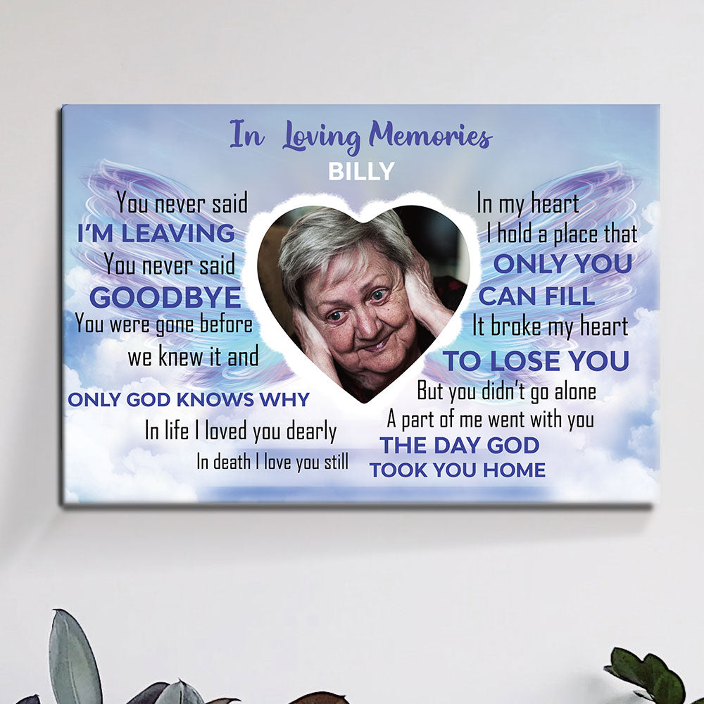 In Loving Memories Gift, Memorial Personalized Canvas Wall Art AK