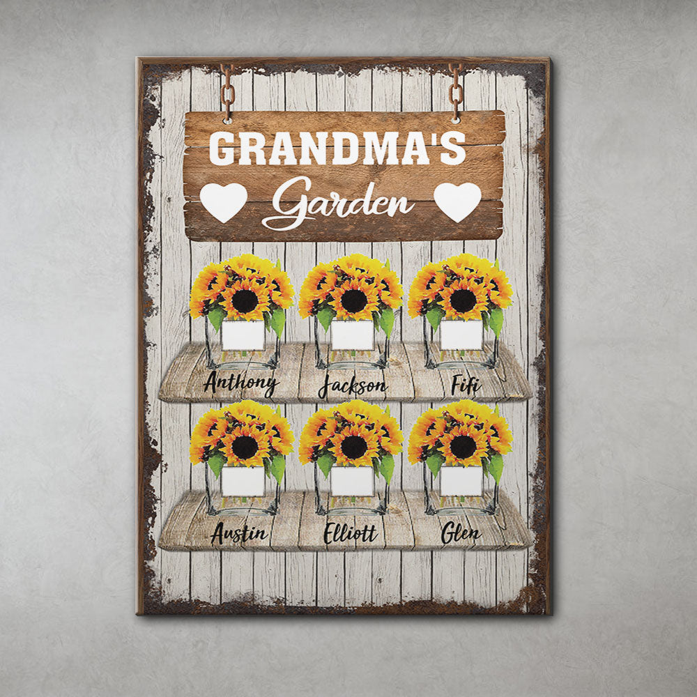 Grandma's Sunflower Garden Gifts, Personalized Canvas Wall Art AK