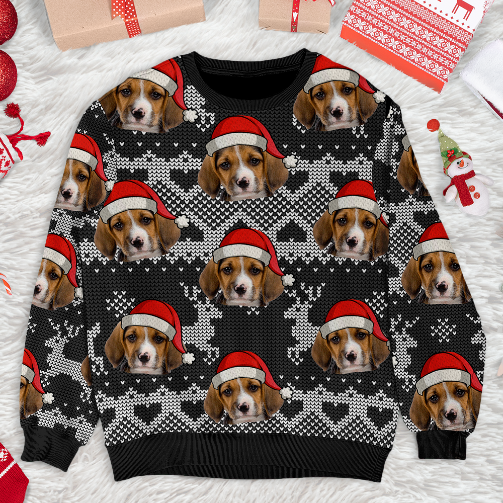 I Love My Pet Photo Ugly Christmas Sweatshirt, All-Over-Print Sweatshirt AB