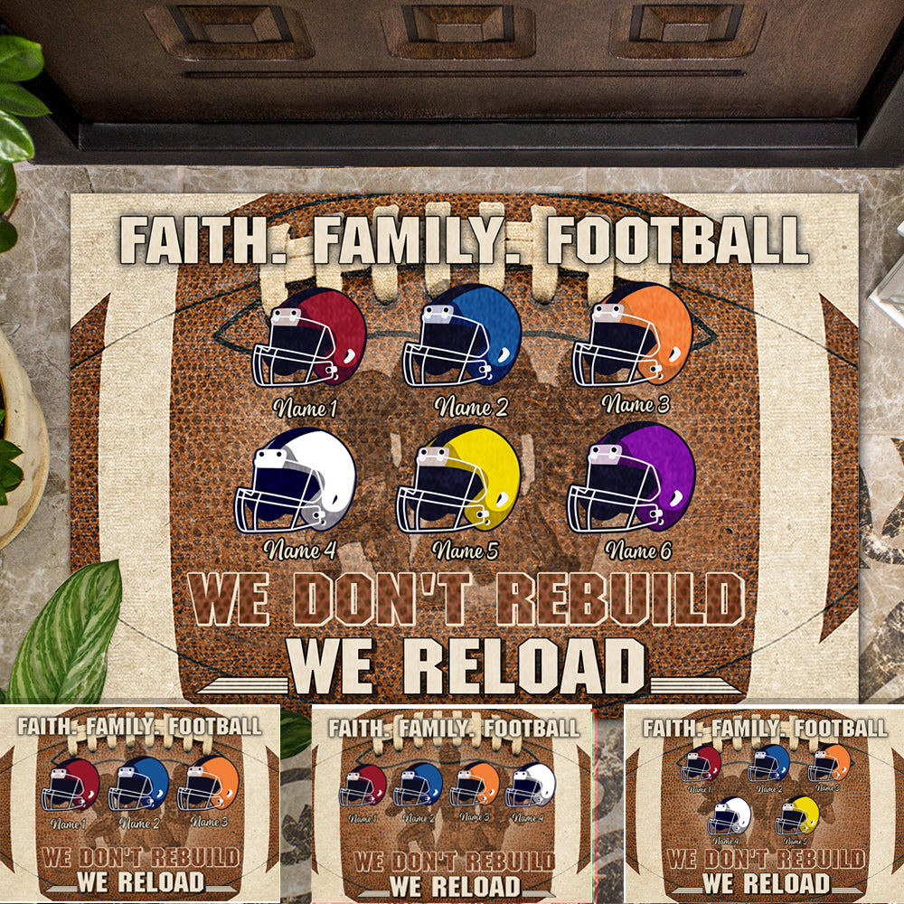 Faith Football Family - Personalized Family Football Doormat AB