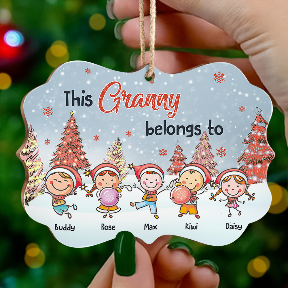 Personalized Mom Grandma Belong To Kids Christmas Printed MDF Benelux Ornament AE