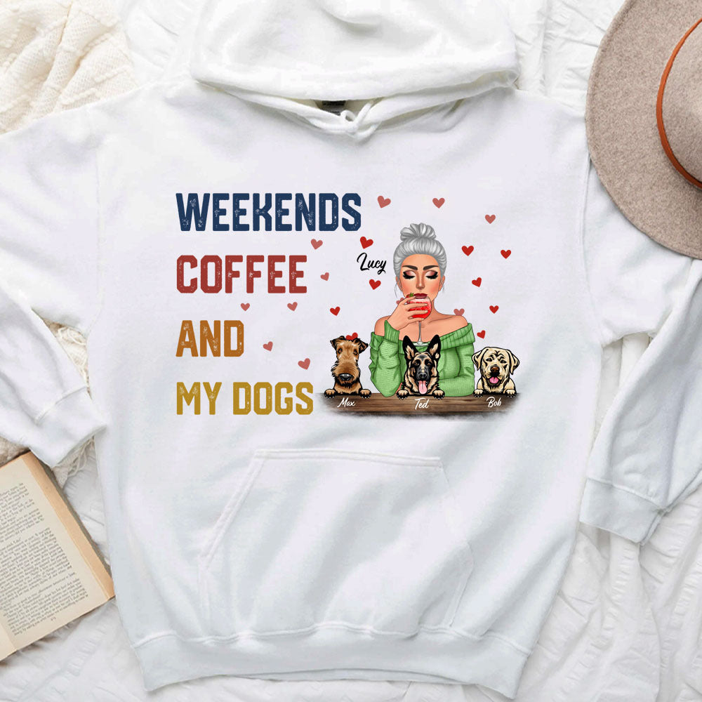 Weekends Coffee Dogs Tshirt, DIY Gift For Dog Lovers CustomCat