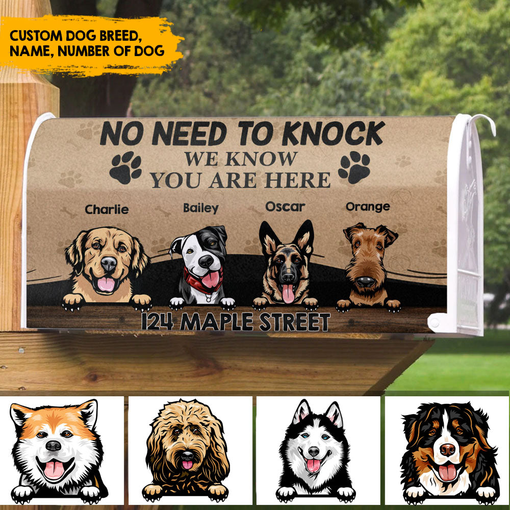 No need to knock Address Magnetic Mailbox Cover, Dog Lover Gift AF