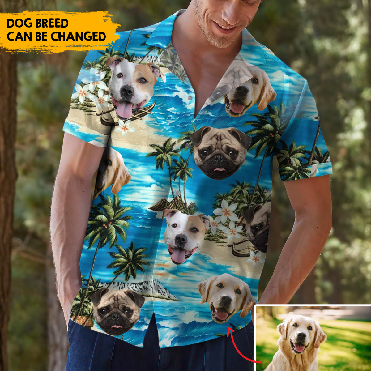Ocean Dog Watercolor - Customized Hawaiian Shirt AI