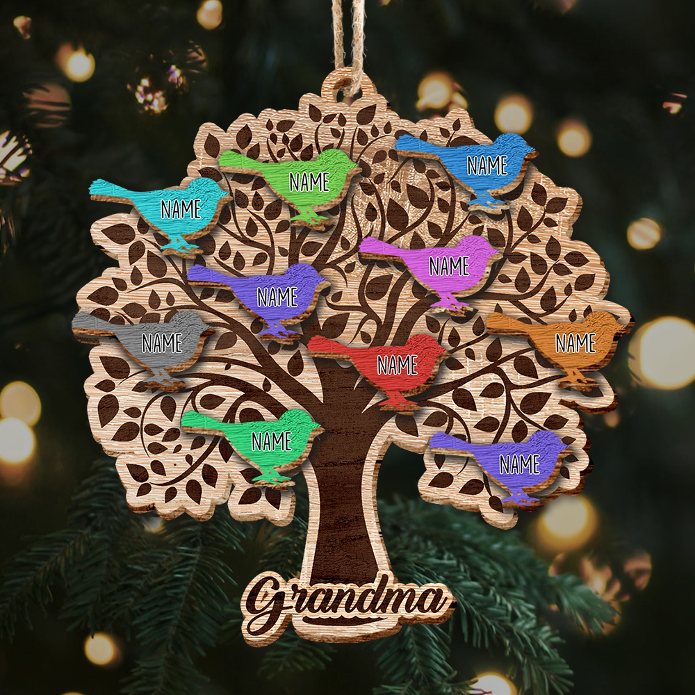 GRANDMA GIFT Gifts for Grandma Personalized Grandma Gift Christmas Gift for Grandma  Great Grandma Gift Birds in Tree Custom Print 8 X 10 