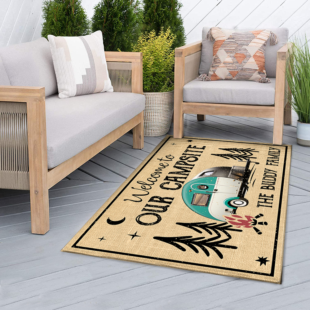 Custom Life Is Better At The Campsite Photo Patio Mat, Gift For Camper AB