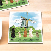 Thumbnail for Personalized Pet Memorial Square Stone Coasters-Dog Cat Loss Gifts-Pet Bereavement Gift-DOG & CAT-Windmills AZ