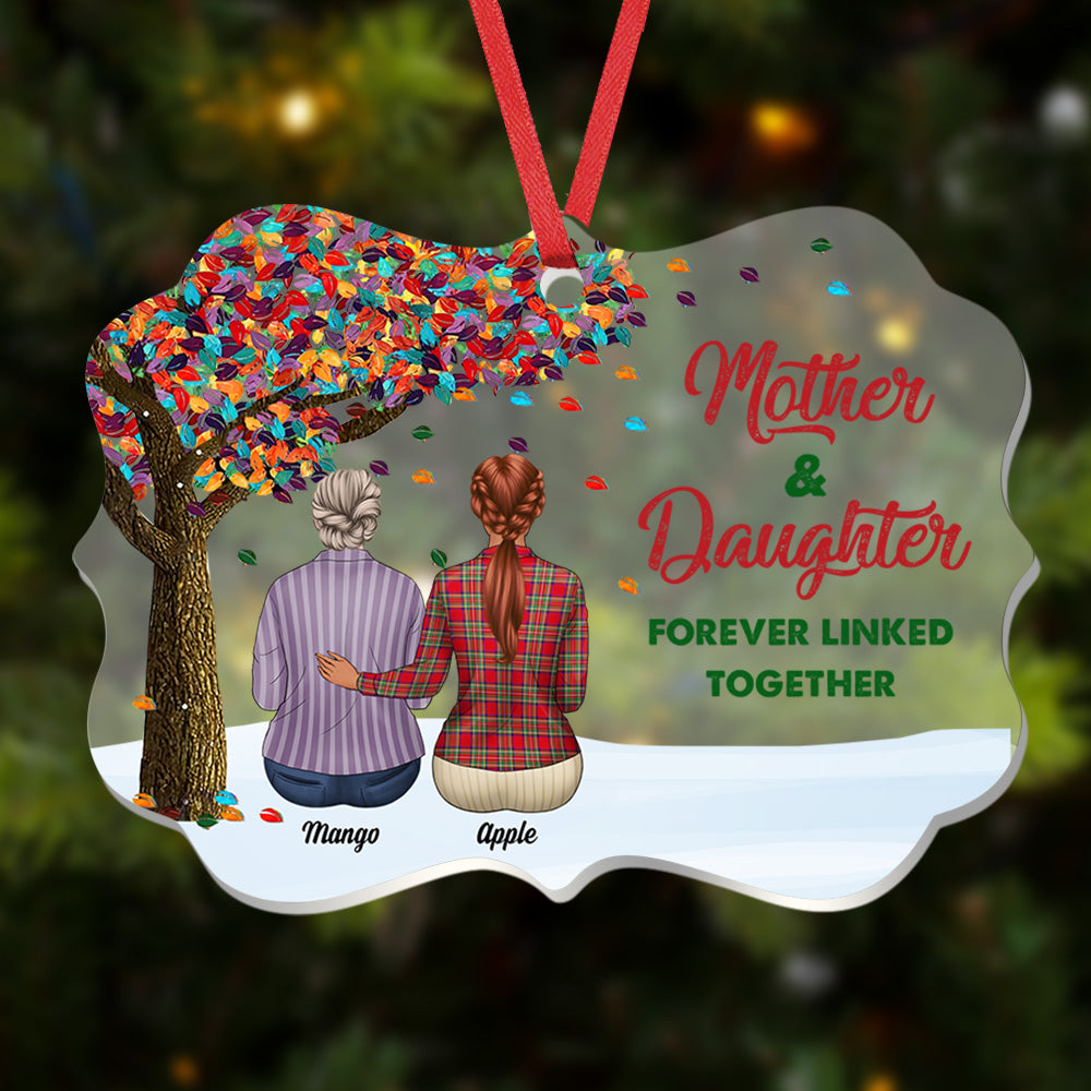 Personalized Mom Grandma Tree Daughters Acrylic Benelux Ornament, Customized Holiday Ornament AE