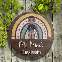 Thumbnail for Personalized Rainbown Teacher Wood Sign, DIY Gift For Back To School Z