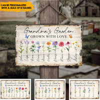 Thumbnail for Grandma Garden of Love - Personalized Rectangle Wood Sign A