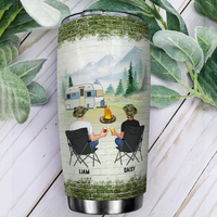 Thumbnail for Personalized Let Sit By The Campfire Couple Tumbler, Valentine's Day Gift For Camping Lovers AA