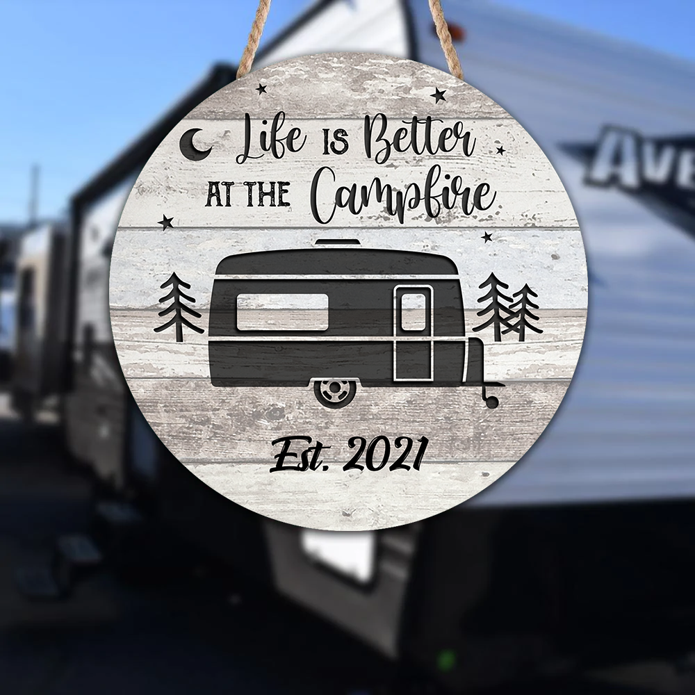 Custom Happy Campers Camping Wooden Sign, Gift For Camper Z