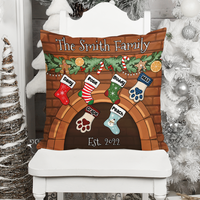 Thumbnail for Custom Christmas Stockings Hanging Family Throw Pillow, Christmas Gift AD