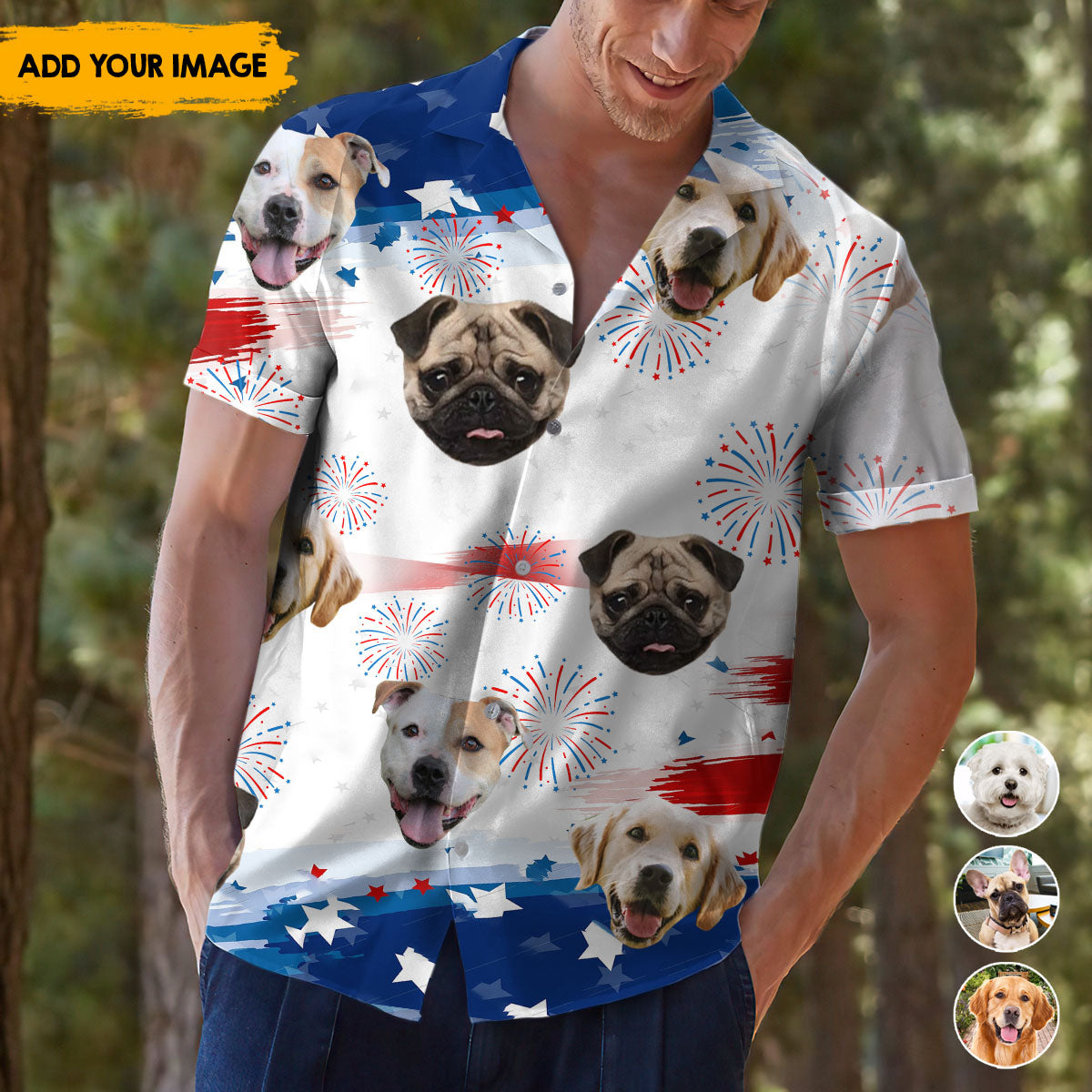 Independence Day Dog Face - Hawaiian Shirt AI