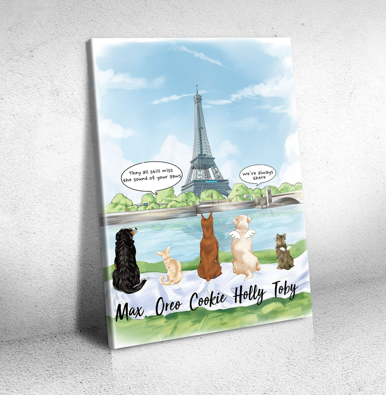 Canvas Eiffel Tower Print - Fluffy Dog & Cat Memorial Gifts JonxiFon