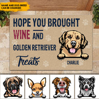 Thumbnail for Hope you brought wine and dog Treats - Personalized Dog Doormat AB