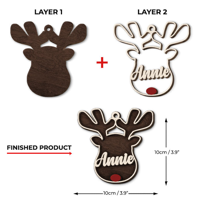 Reindeer Christmas - Personalized Shaped Ornament - Christmas Gift AE
