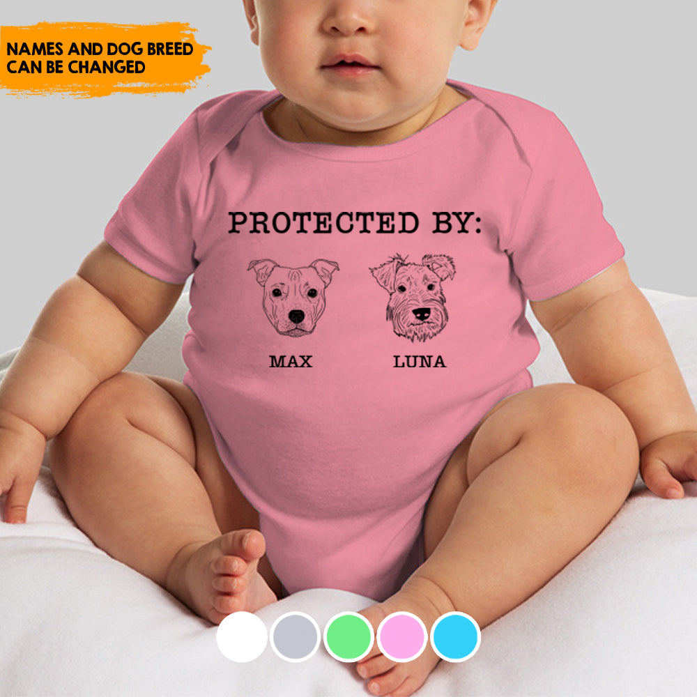 This baby is protected by dogs - Personalized Baby Onesie Merchiz