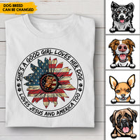 Thumbnail for Independence she love dogs - Shirt CustomCat