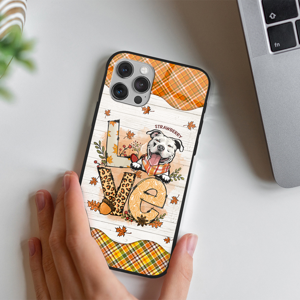 Personalized Dog Mom Love Fall Pattern Phone Case PC - Customized Phone Case AA