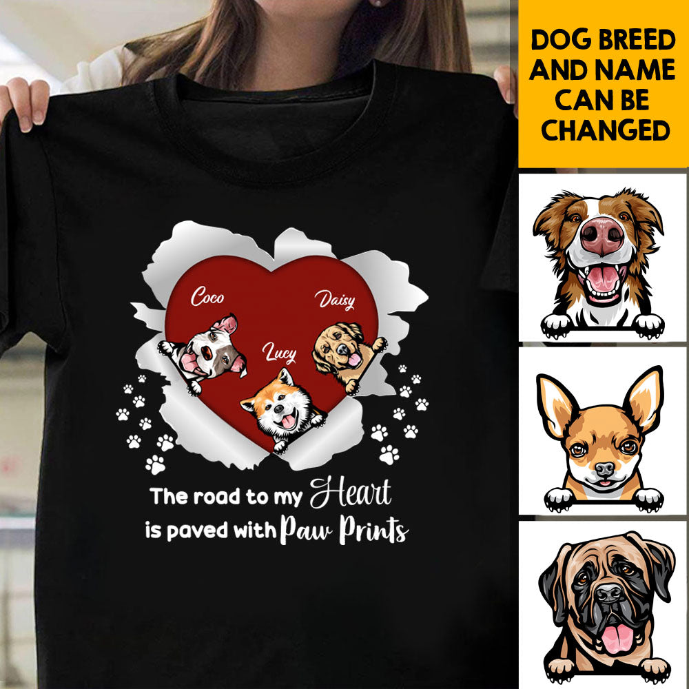 The Road To My Heart Dog Tshirt/Hoodie, Custom Gift For Dog Dad/Mom CustomCat