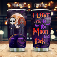 Thumbnail for Personalized I Love You To The Moon And Back Halloween Couple Tumbler, Love Gift AA