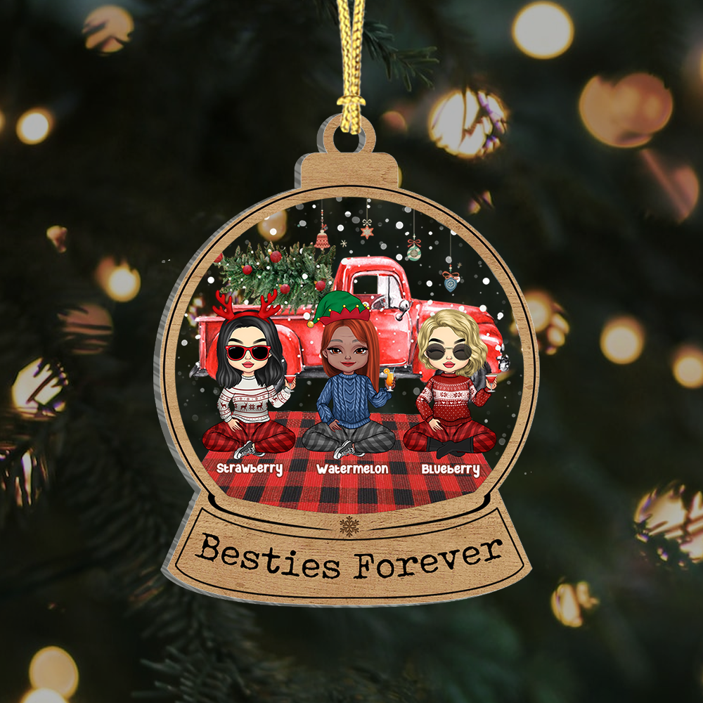 Personalized Besties Friends Forever Printed Acrylic Ornament, Christmas Gift For BFF AC