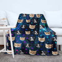 Thumbnail for Custom Galaxy With Paws Dog Cat Photo Blanket, Pet Lover Gift AB