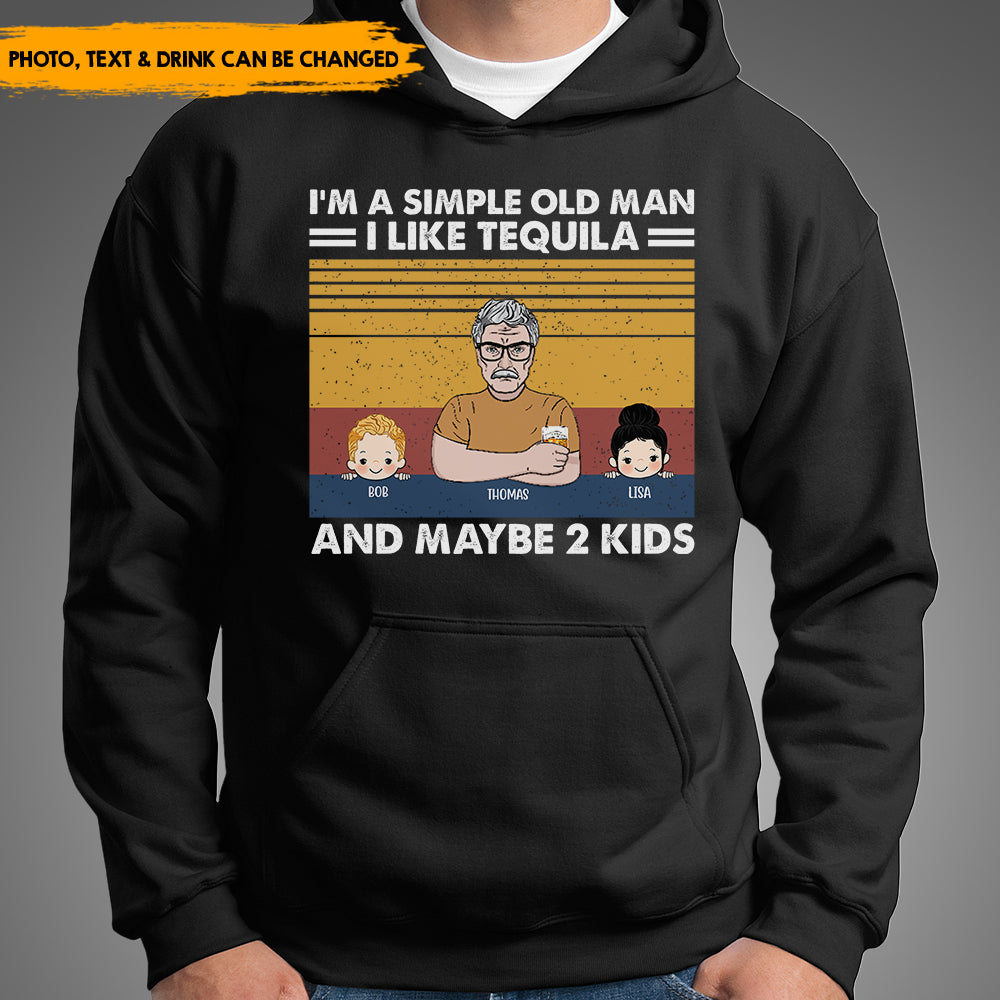 I'm a Simple Old Man I Like Bourbon Personalized Shirt Custom Kid Name CustomCat
