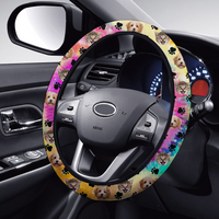 Thumbnail for Custom Hologram Tie Dye Photo Dog Cat Car Steering Wheel Cover, Pet Lover Gift JonxiFon