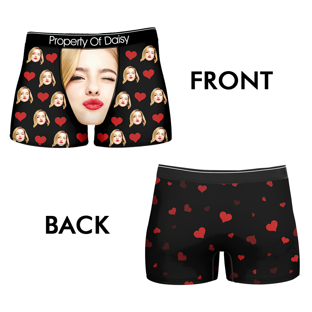 Personalized Boxers with Face on Them Customize Custom Funny Face Shorts  Boxers with Photo Gifts for Boyfriend Husband Men (Heart-1) at  Men's  Clothing store