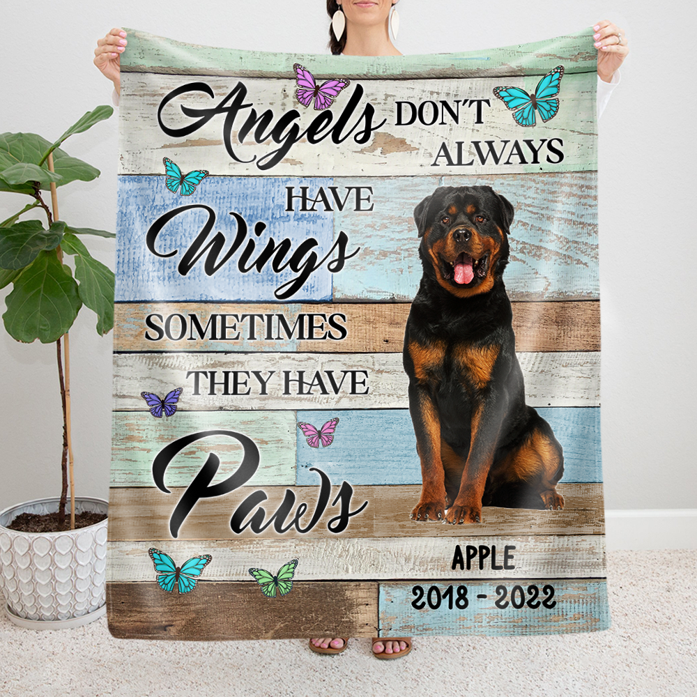 Custom Angels Don't Always Have Wings Photo Dog Cat Fleece Blanket, Memorial Gift AB