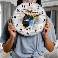 Thumbnail for Personalized From First Kiss Till Last Breath Couple Wooden Clock, Anniversary Gift For Mom Dad AH