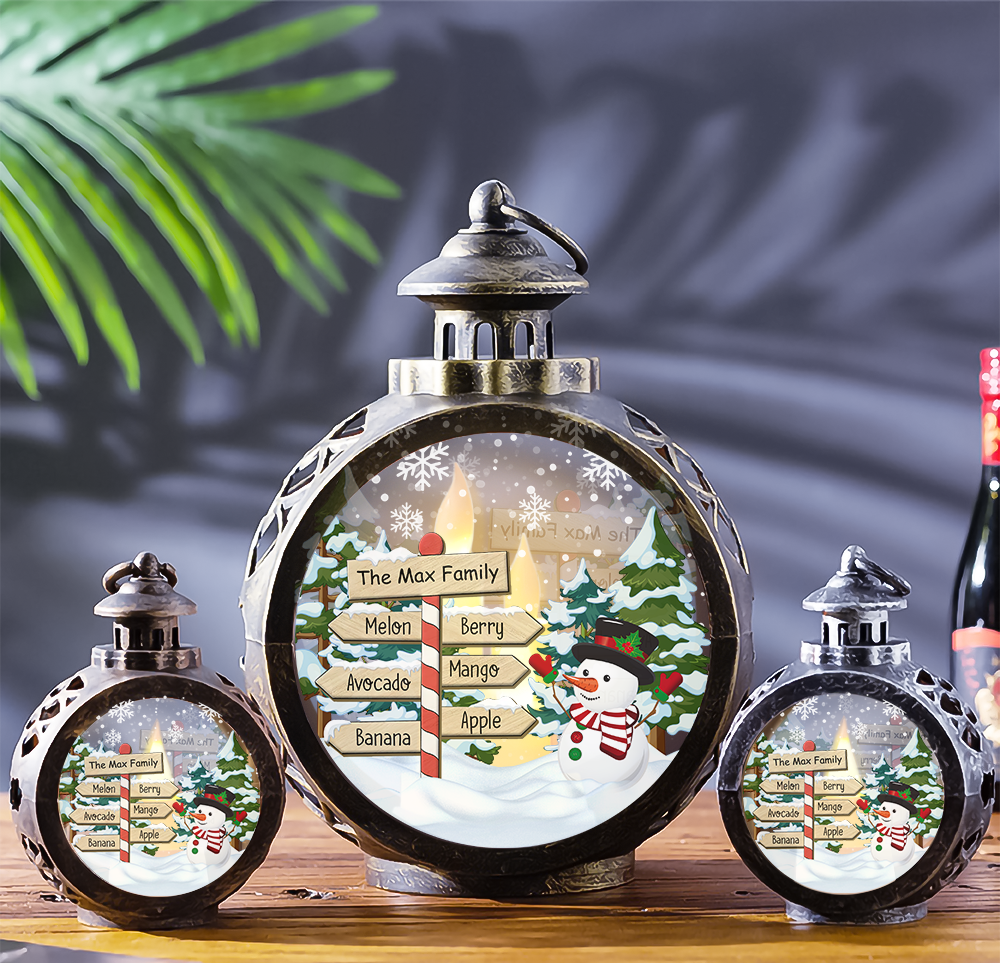 Custom Snowman Family Christmas LED Light Ornament, Christmas Gift AE