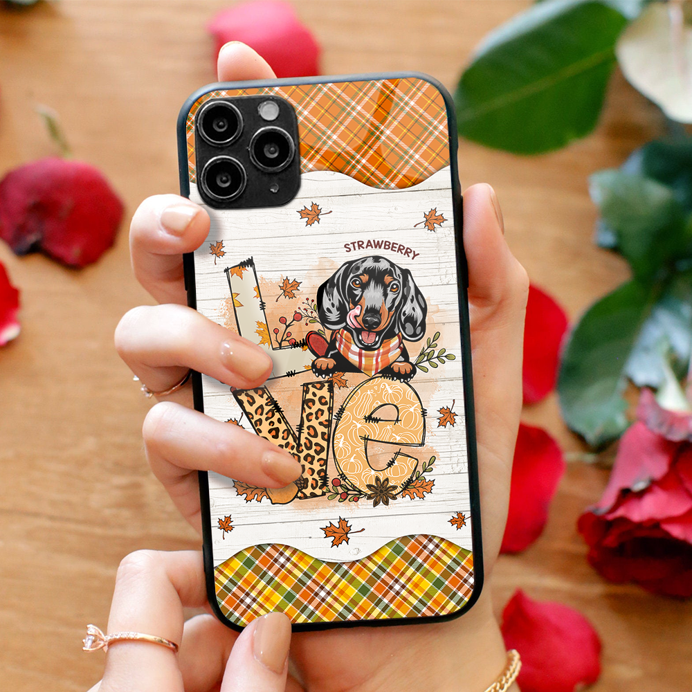 Personalized Dog Mom Love Fall Pattern Phone Case PC - Customized Phone Case AA